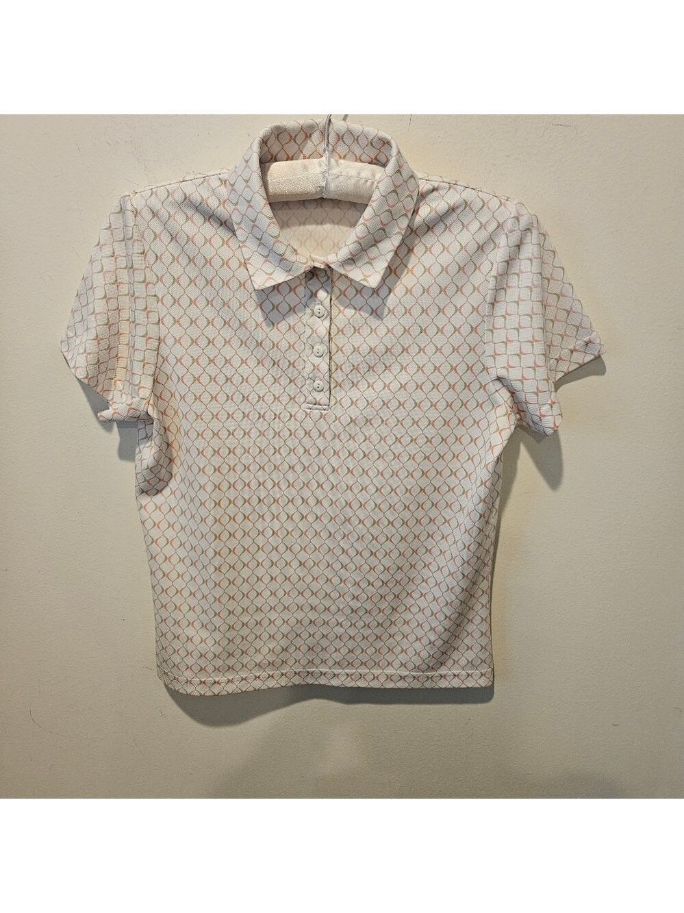 Lily's of Beverly Hills Women's Short Sleeve Polo, Size S, White, Pink, Green